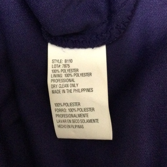 Betsy & Adam Long Gown in blue with rhinestone accents size 10 - Picture 8 of 9